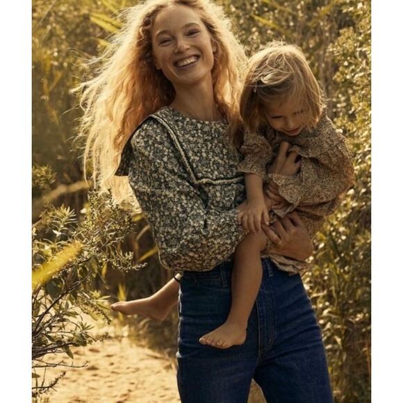 Doen Tops - DOEN Renoir Top in Pomme et Poire Green Floral Fruit XS